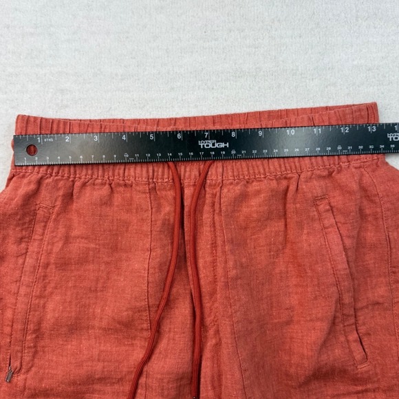 Athleta 100% Linen Joggers Rust Orange Drawstring Pants Womens Size 0 - Picture 2 of 9